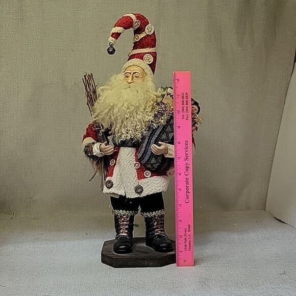 Rustic woodland Santa Claus with sack xmas figure, sleigh with tree and  runner - Picture 2 of 10